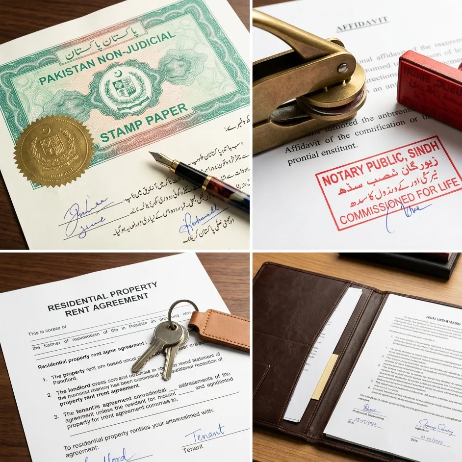 Legal documentation — affidavits, stamp papers, agreements